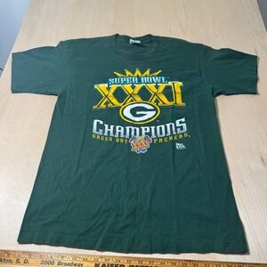 Vintage 97 Green Bay‎ Packers Super Bowl XXXI Pro Player T Shirt L